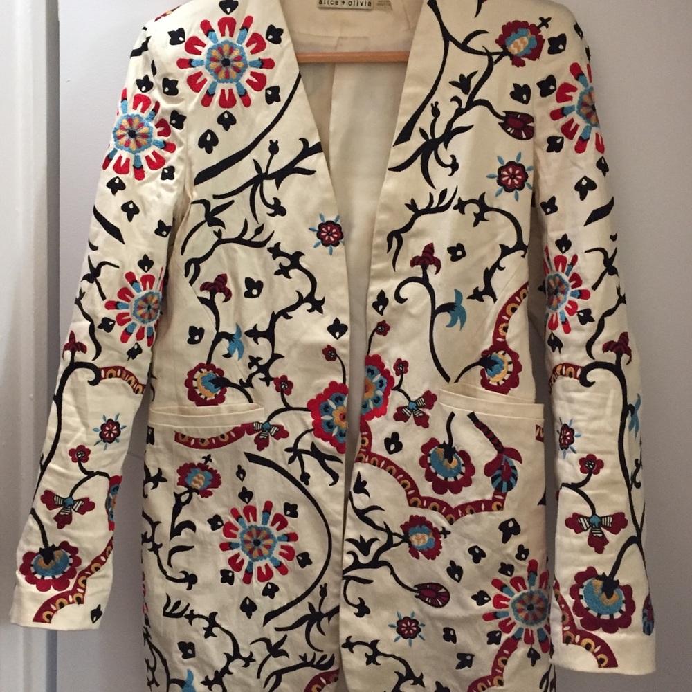 Alice & Olivia Jacquard print blazer